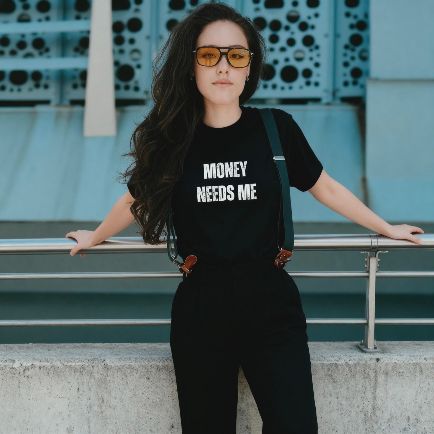 women wearing black JBG Money tee 