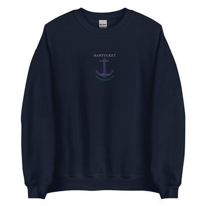 picture of navy blue Nantucket embroidered sweatshirt 