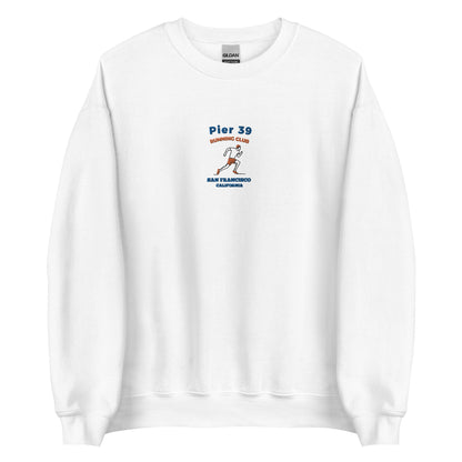 picture of white running embroidered sweatshirt