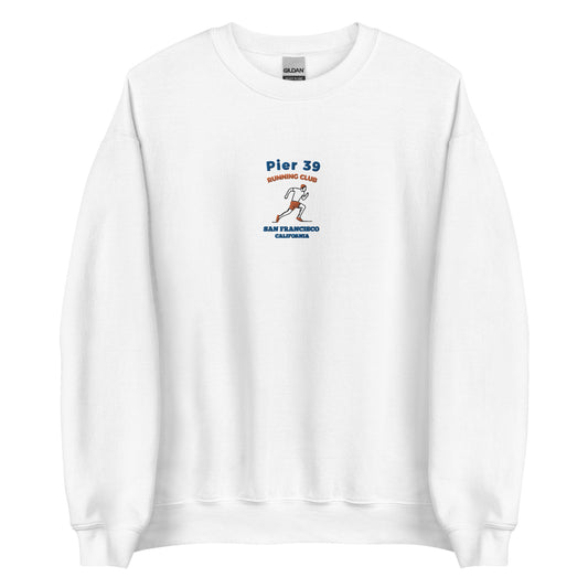 picture of white running embroidered sweatshirt