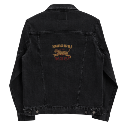 Survival of the Realest men's denim jacket