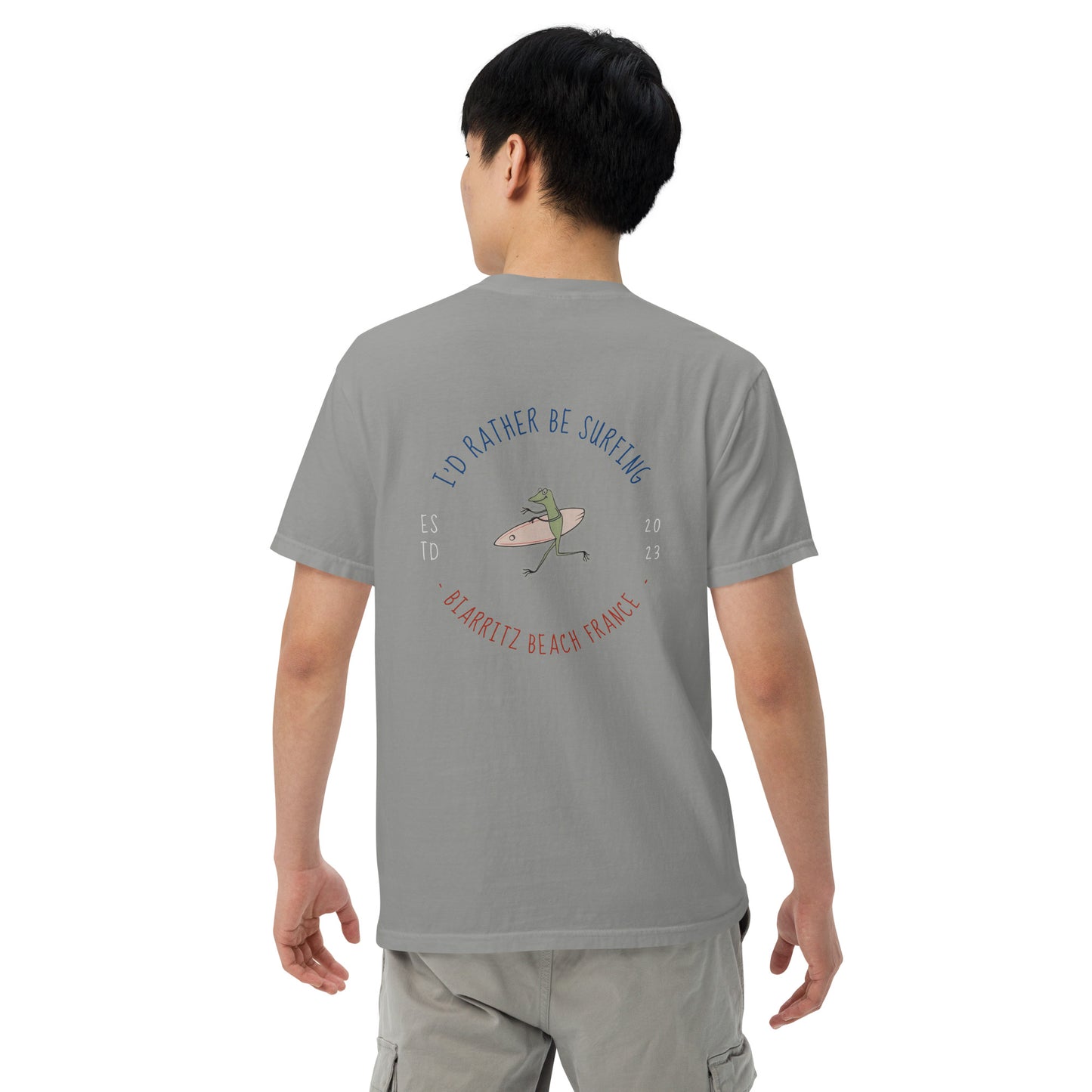 I'd Rather Be Surfing Biarritz men garment-dyed heavyweight t-shirt