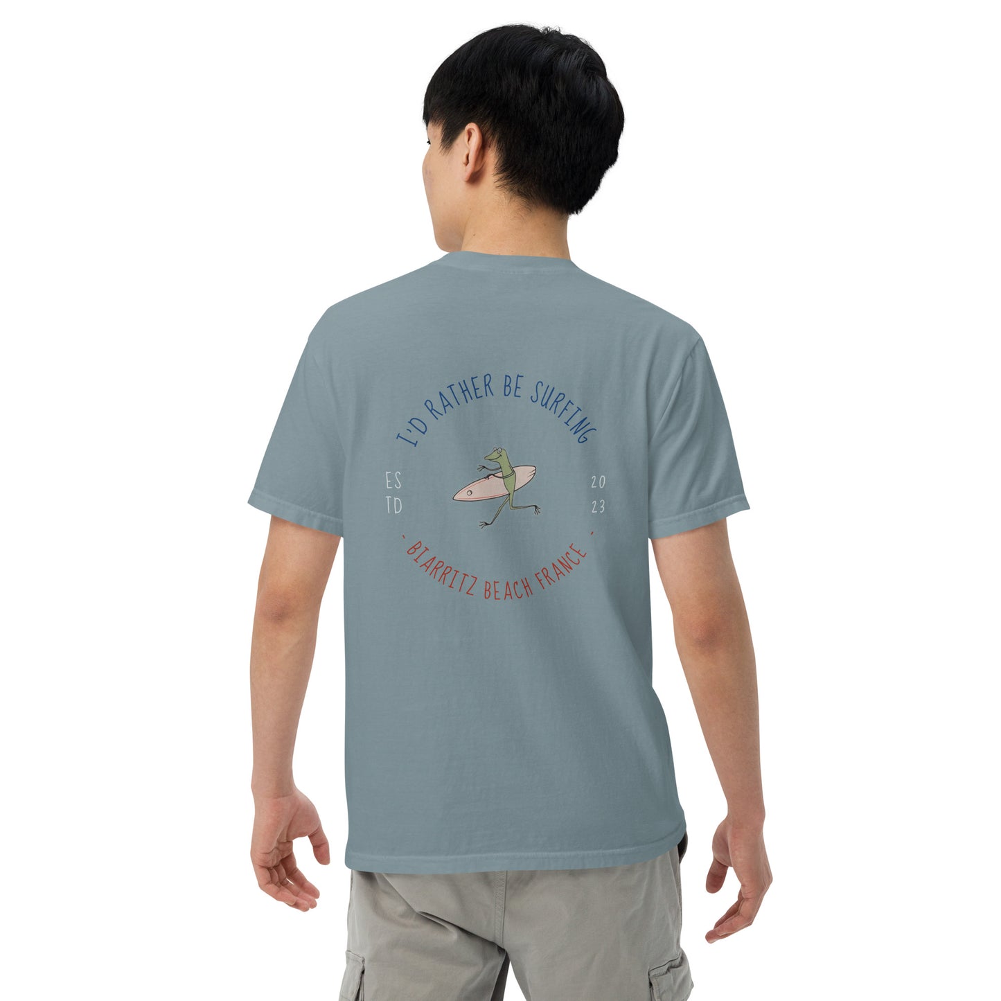 I'd Rather Be Surfing Biarritz men garment-dyed heavyweight t-shirt