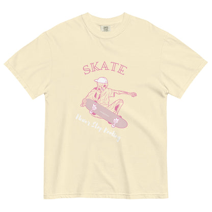 Skating Never Stop Roling women's garment-dyed heavyweight t-shirt