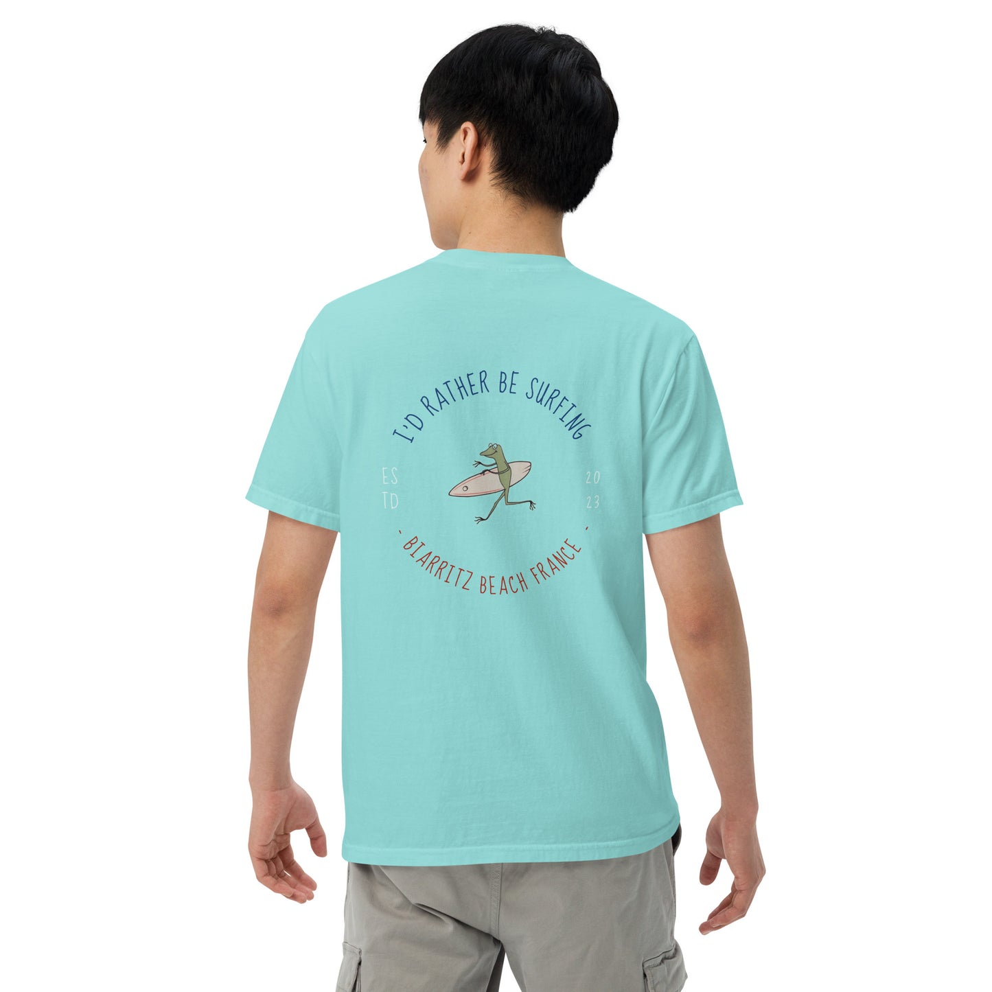 I'd Rather Be Surfing Biarritz men garment-dyed heavyweight t-shirt