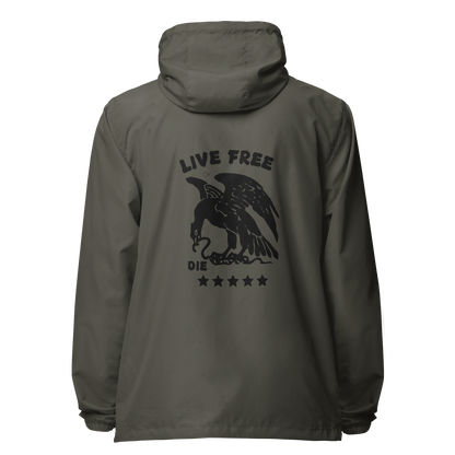 Men's Live Free Or Die  lightweight zip up windbreaker