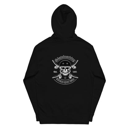 picture of black skateboarding logo hoodie