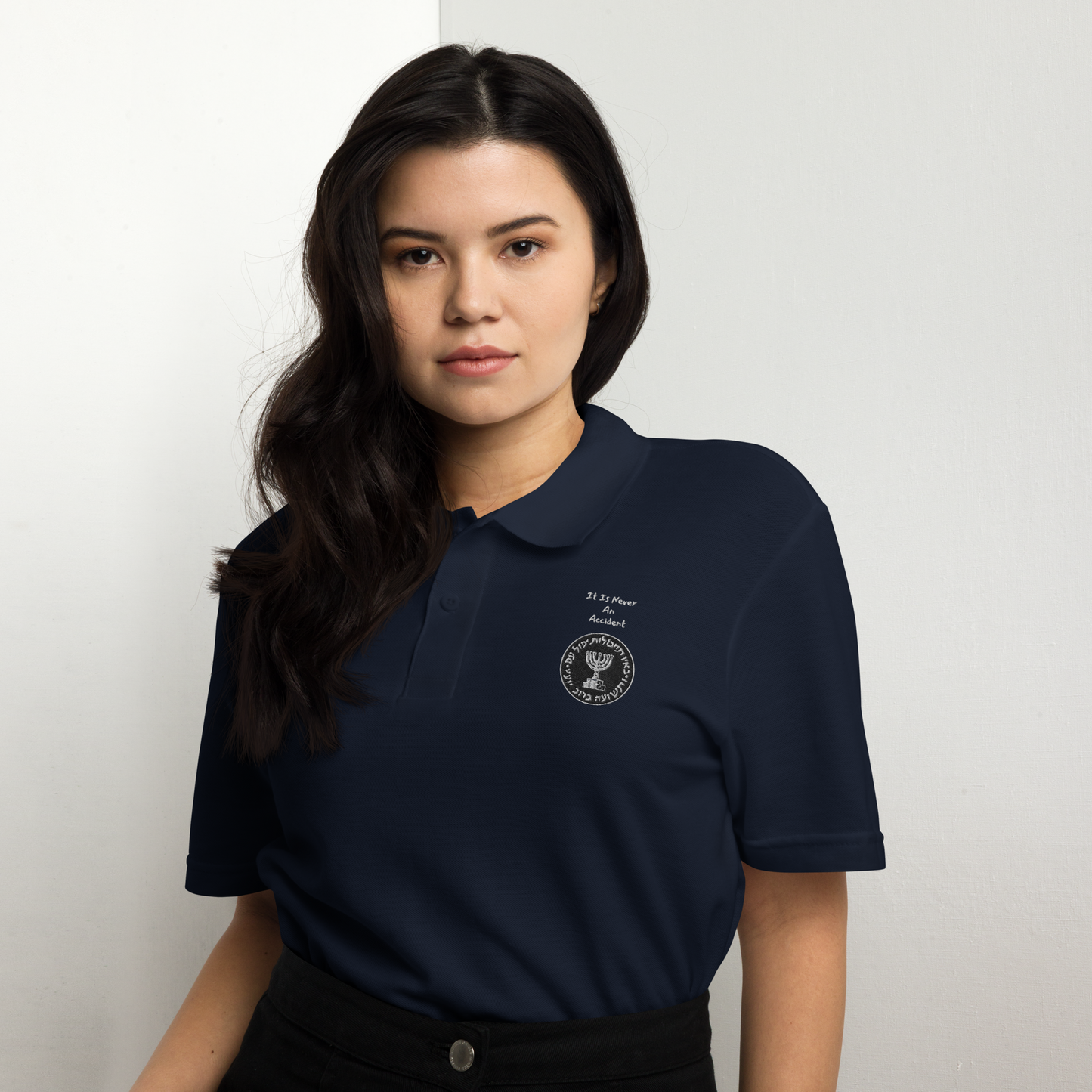 Mossad - Never an accident men's pique polo shirt