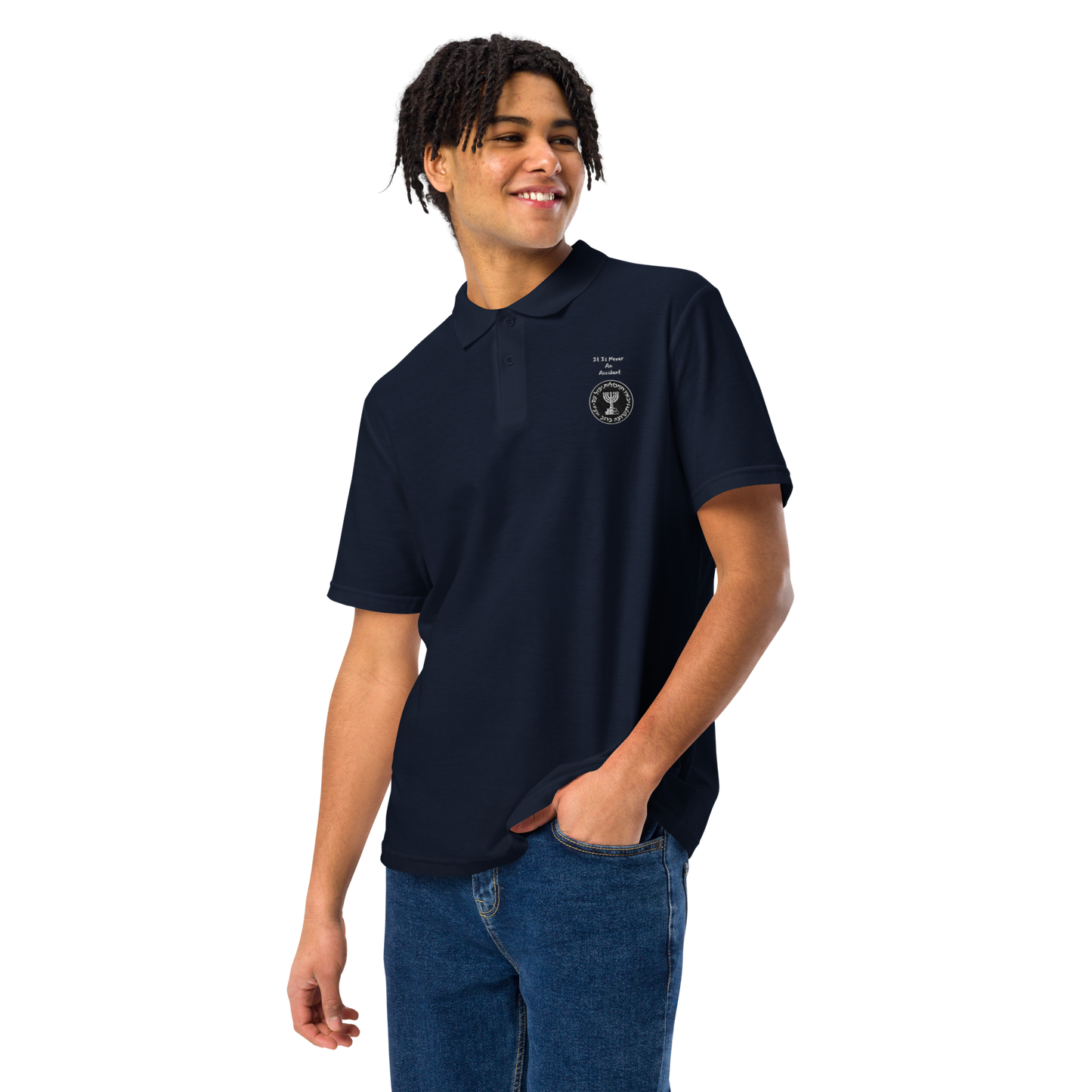 Mossad - Never an accident men's pique polo shirt