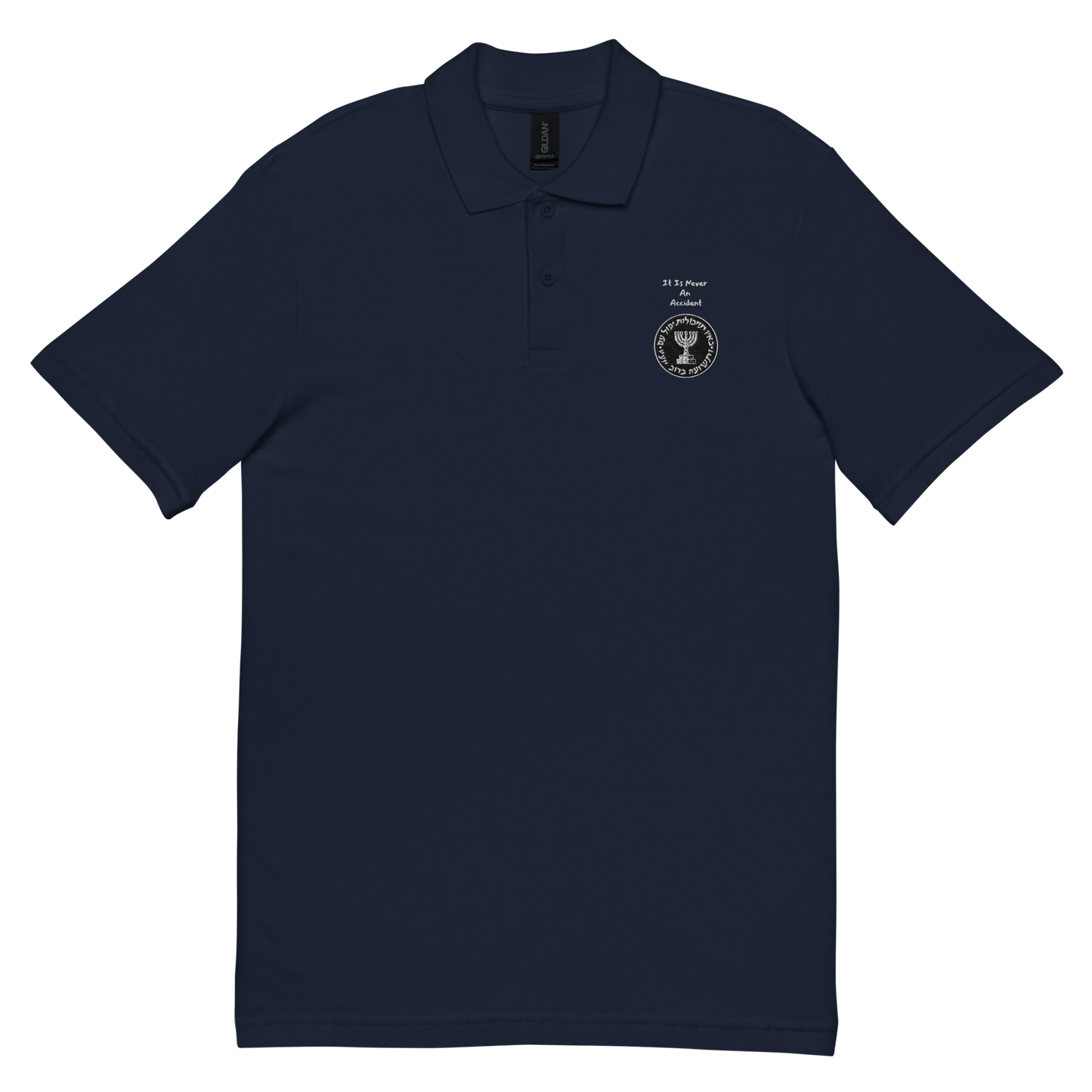 Mossad - Never an accident men's pique polo shirt