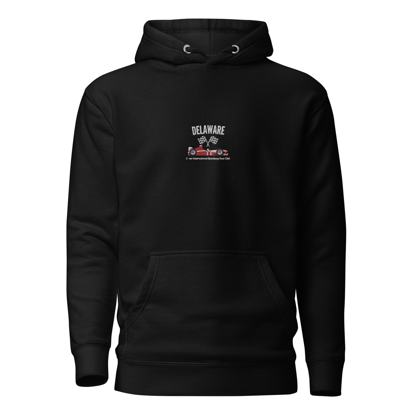 picture of a black nascar embroidered hoodie