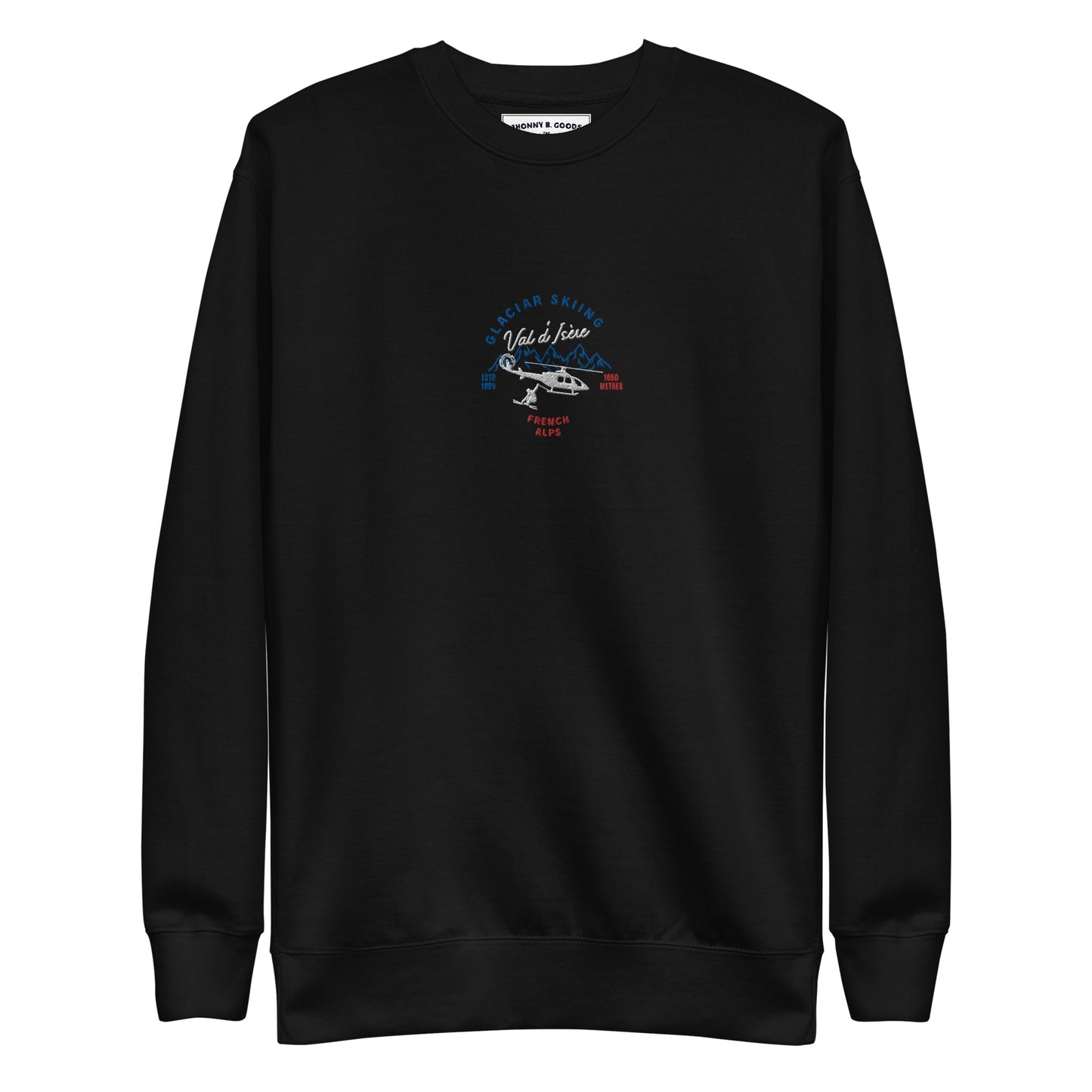 Val D'isere Glacier Skiing Embroidered men Premium Sweatshirt