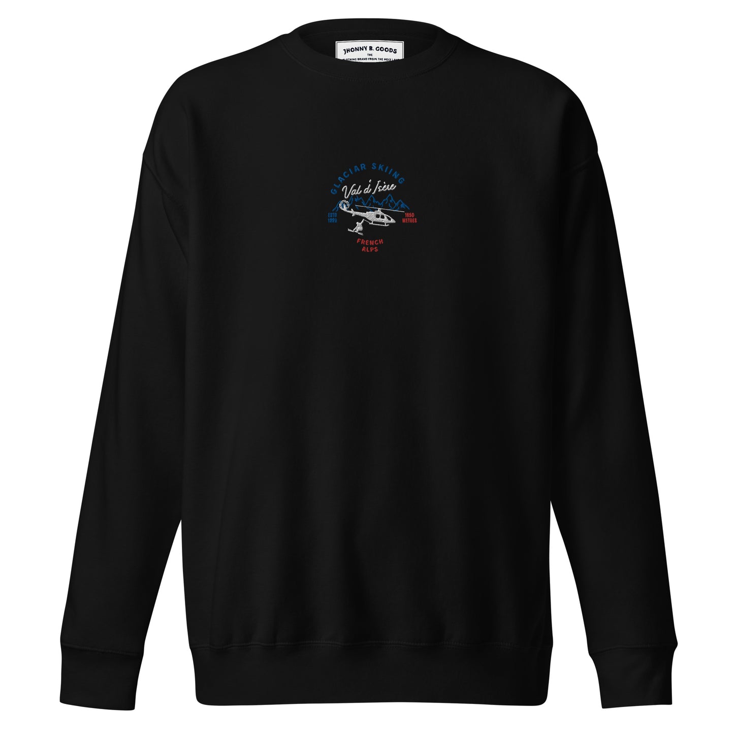 Val D'isere Glacier Skiing Embroidered men Premium Sweatshirt