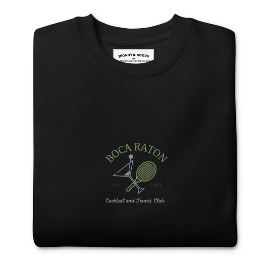 Boca Raton Cocktails & tennis Club Embroiderd men Premium Sweatshirt