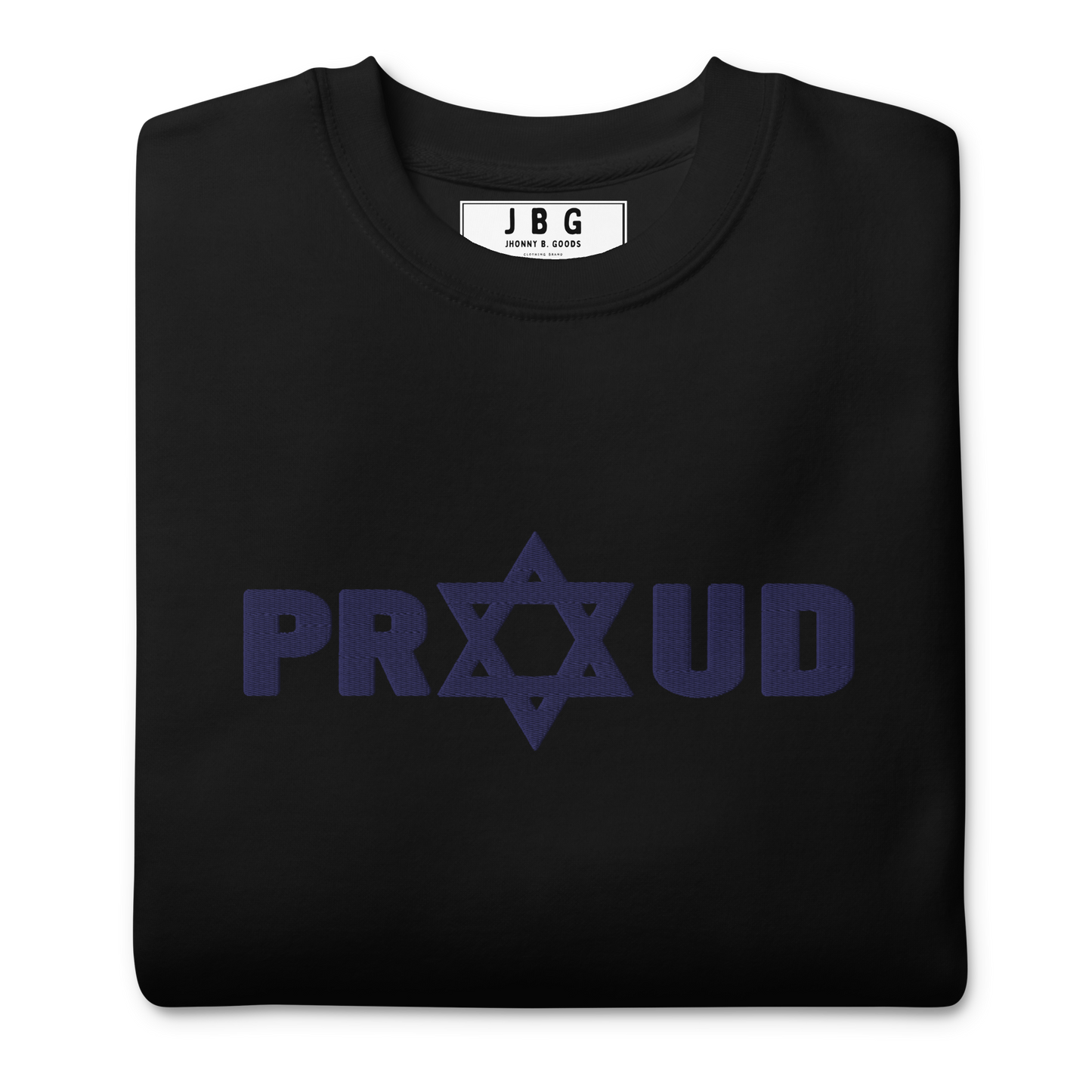 Proud Jew Blue women's Embroidered Premium Sweatshirt