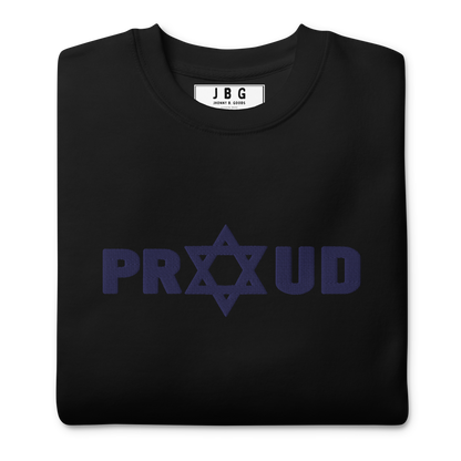 Proud Jew Blue women's Embroidered Premium Sweatshirt