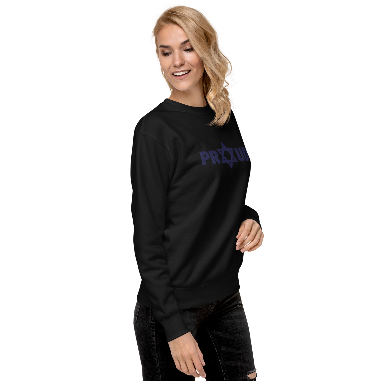 Proud Jew Blue Embroidered Premium Sweatshirt