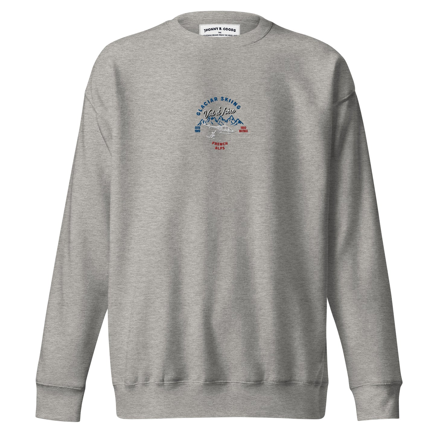 Val D'isere Glacier Skiing Embroidered men Premium Sweatshirt