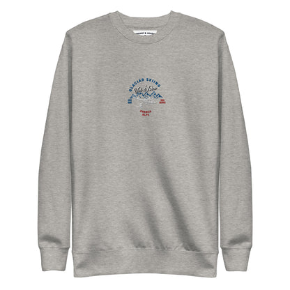 Val D'isere Glacier Skiing Embroidered men Premium Sweatshirt