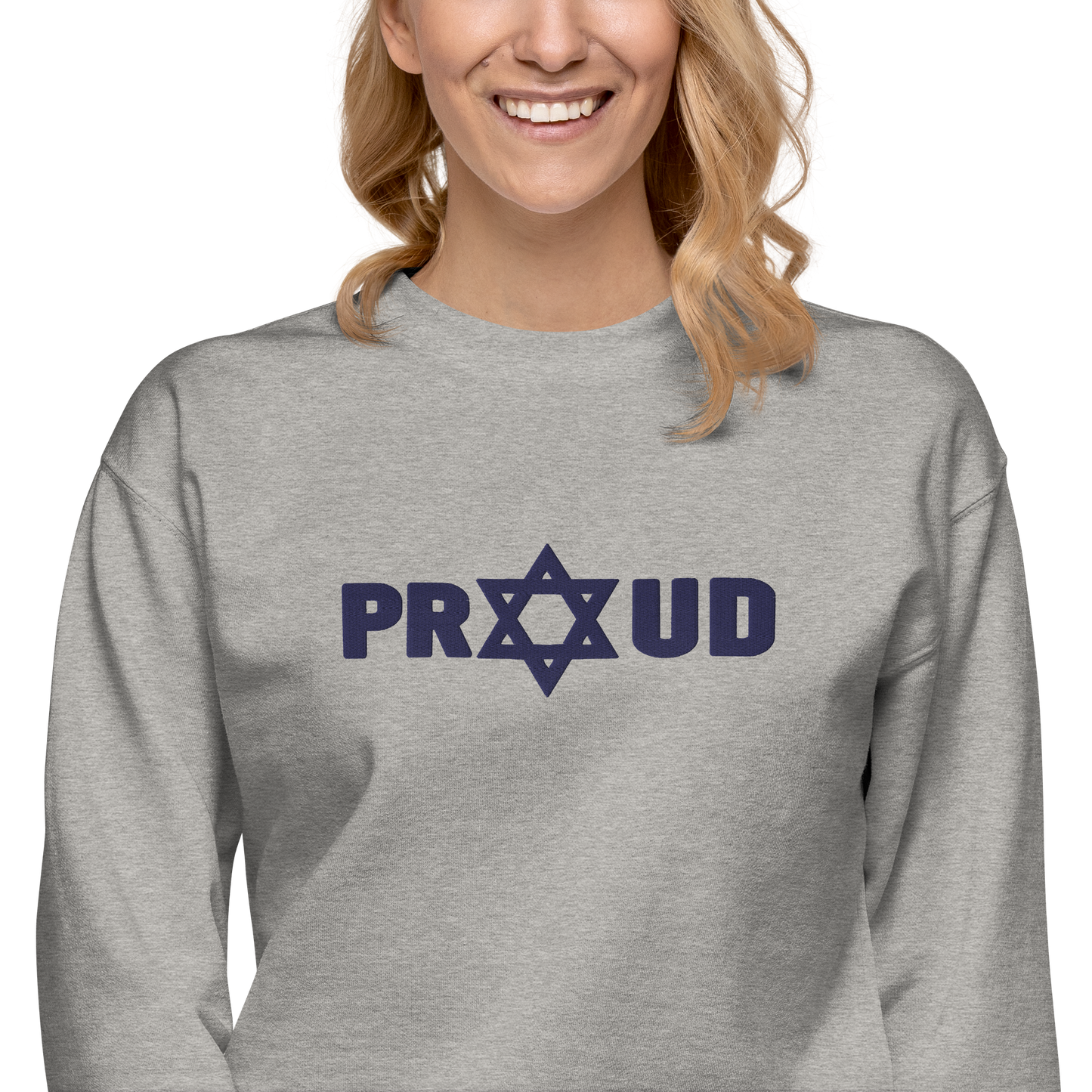 Proud Jew Blue Embroidered Premium Sweatshirt