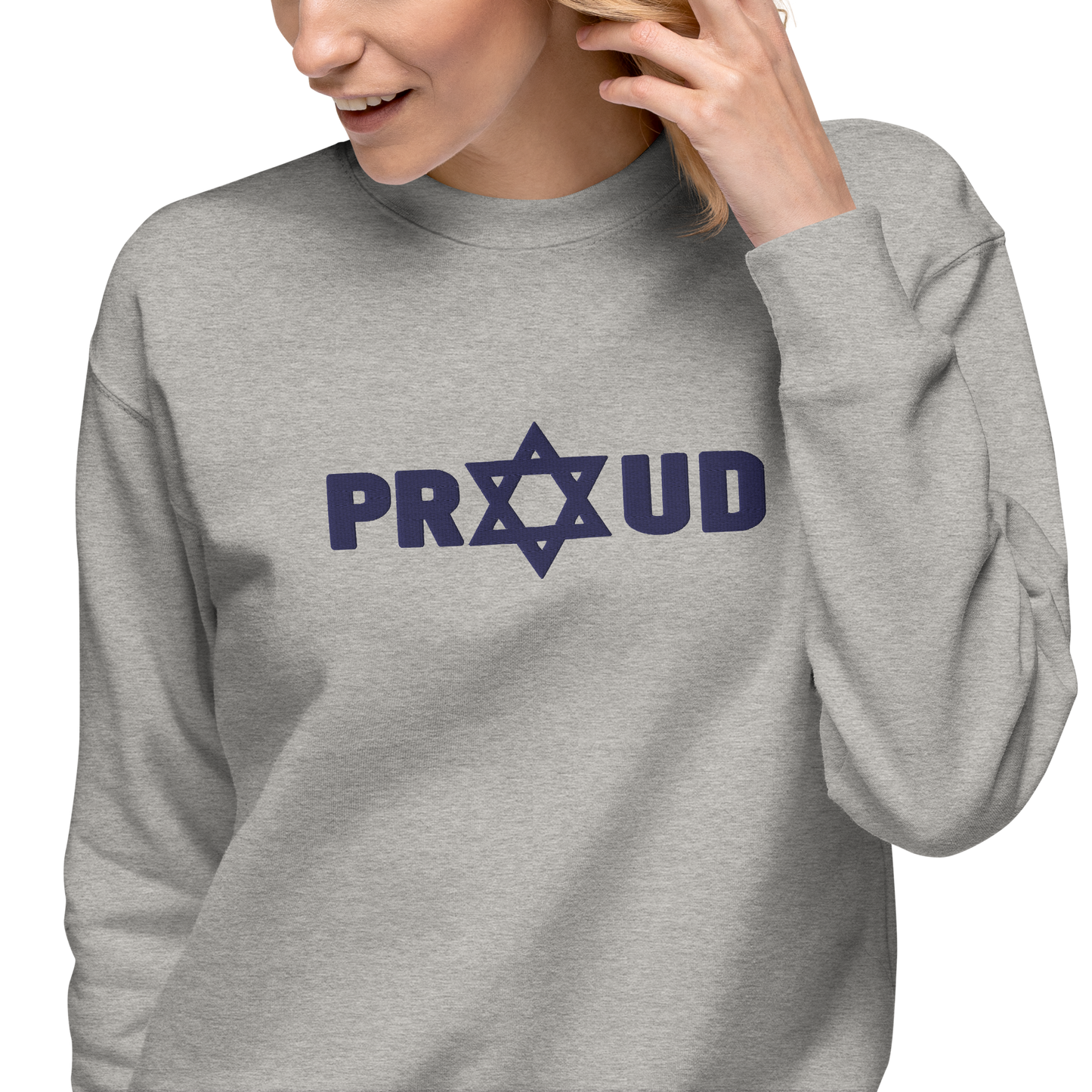 Proud Jew Blue Embroidered Premium Sweatshirt