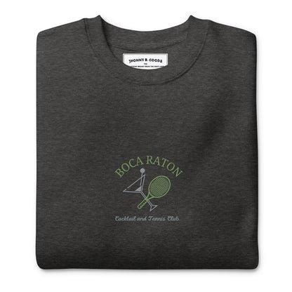 Boca Raton Cocktails & tennis Club Embroiderd men Premium Sweatshirt