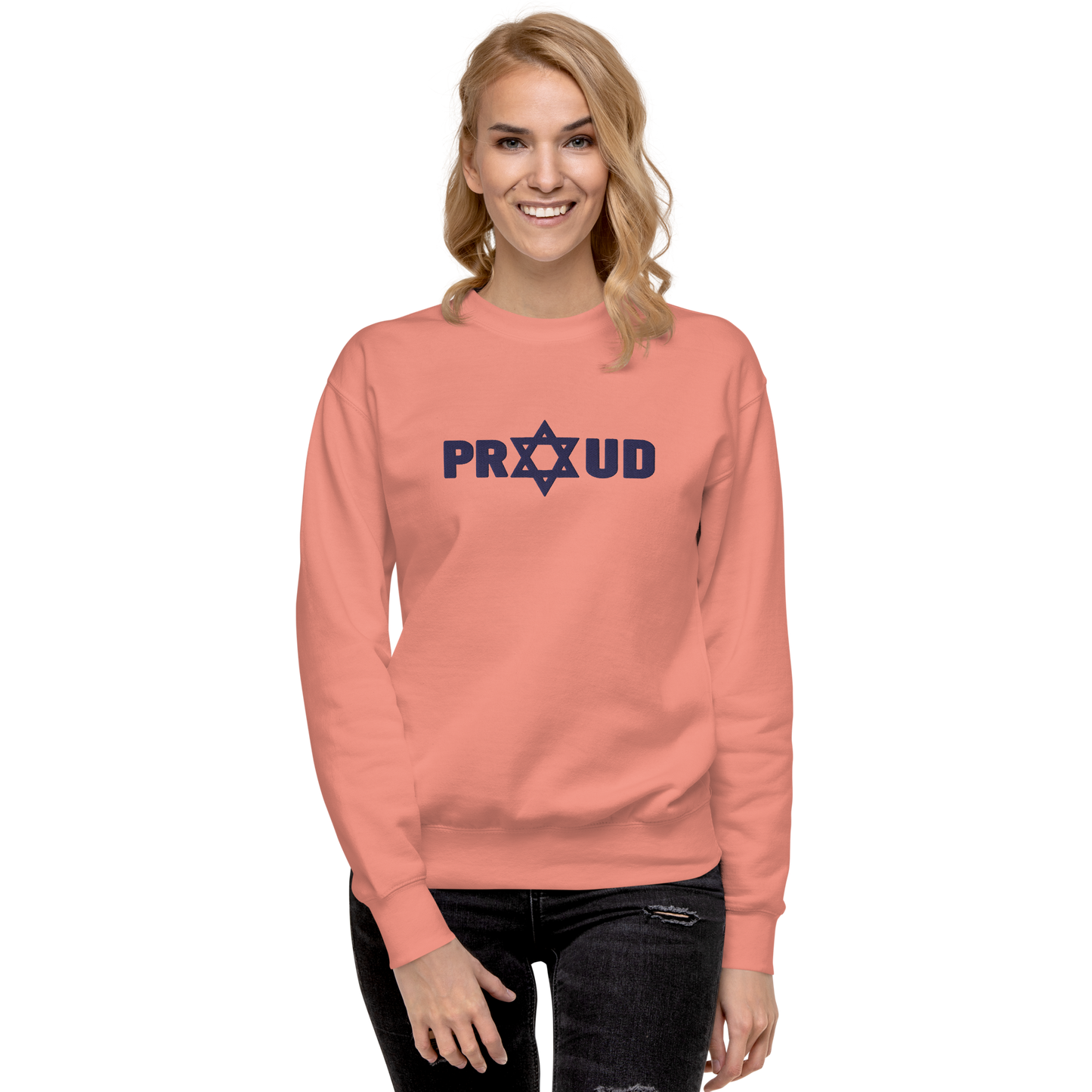 Proud Jew Blue Embroidered Premium Sweatshirt