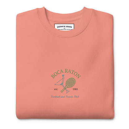 Boca Raton Cocktails & tennis Club Embroiderd women's Premium Sweatshirt