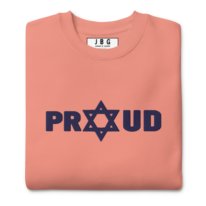 Proud Jew Blue women's Embroidered Premium Sweatshirt