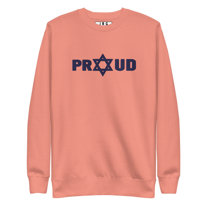 Proud Jew Blue women's Embroidered Premium Sweatshirt