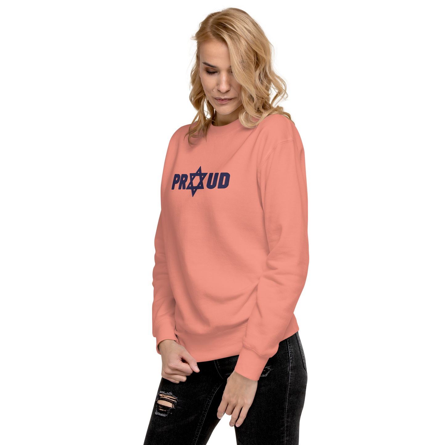 Proud Jew Blue Embroidered Premium Sweatshirt