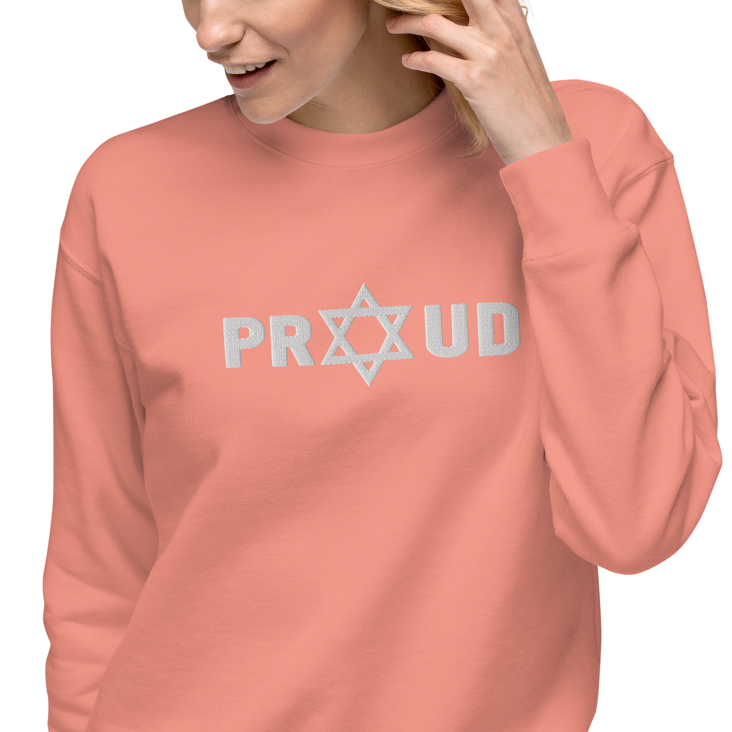 Proud Jew women's embroidered Premium Sweatshirt