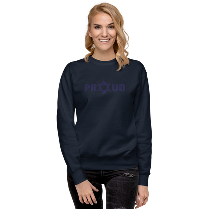 Proud Jew Blue Embroidered Premium Sweatshirt