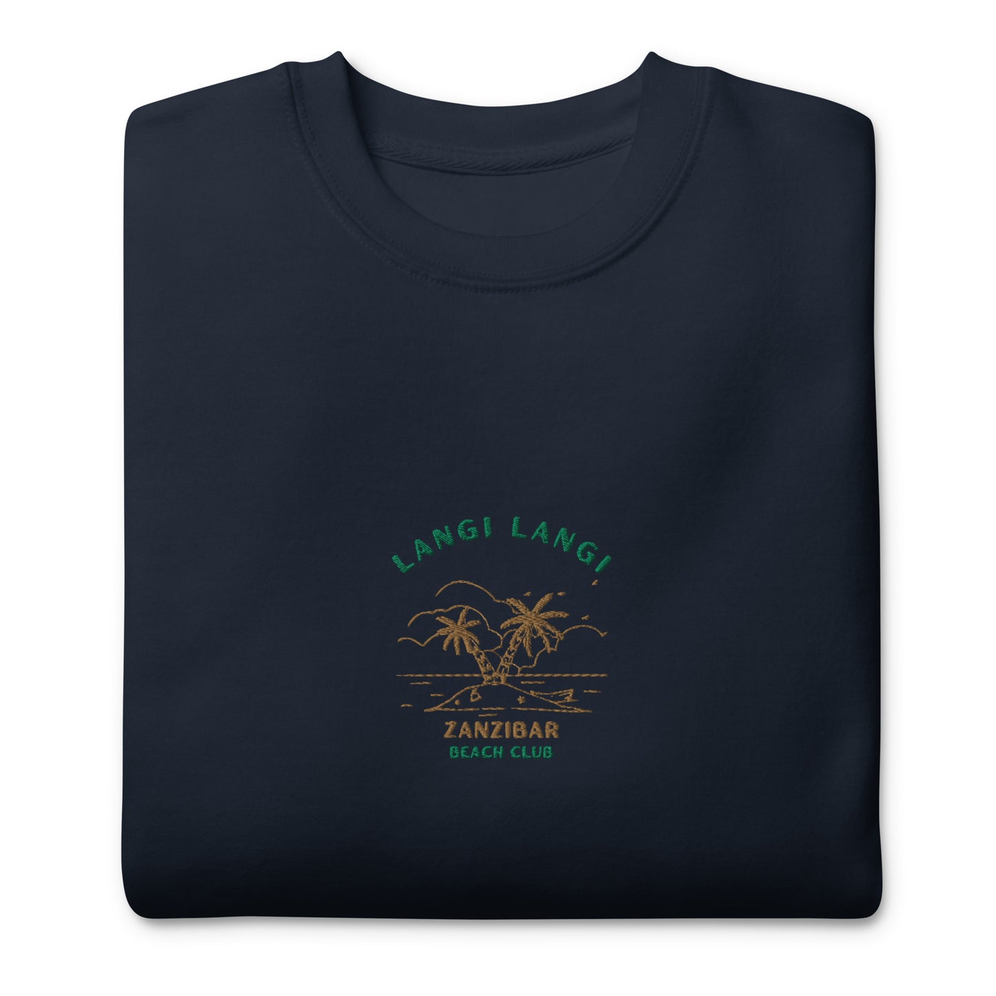 Langi Langi Zanzibar Beach Club Embroidered men Premium Sweatshirt