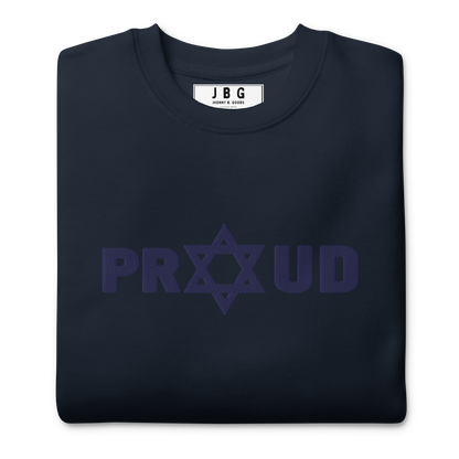 Proud Jew Blue Embroidered Premium Sweatshirt