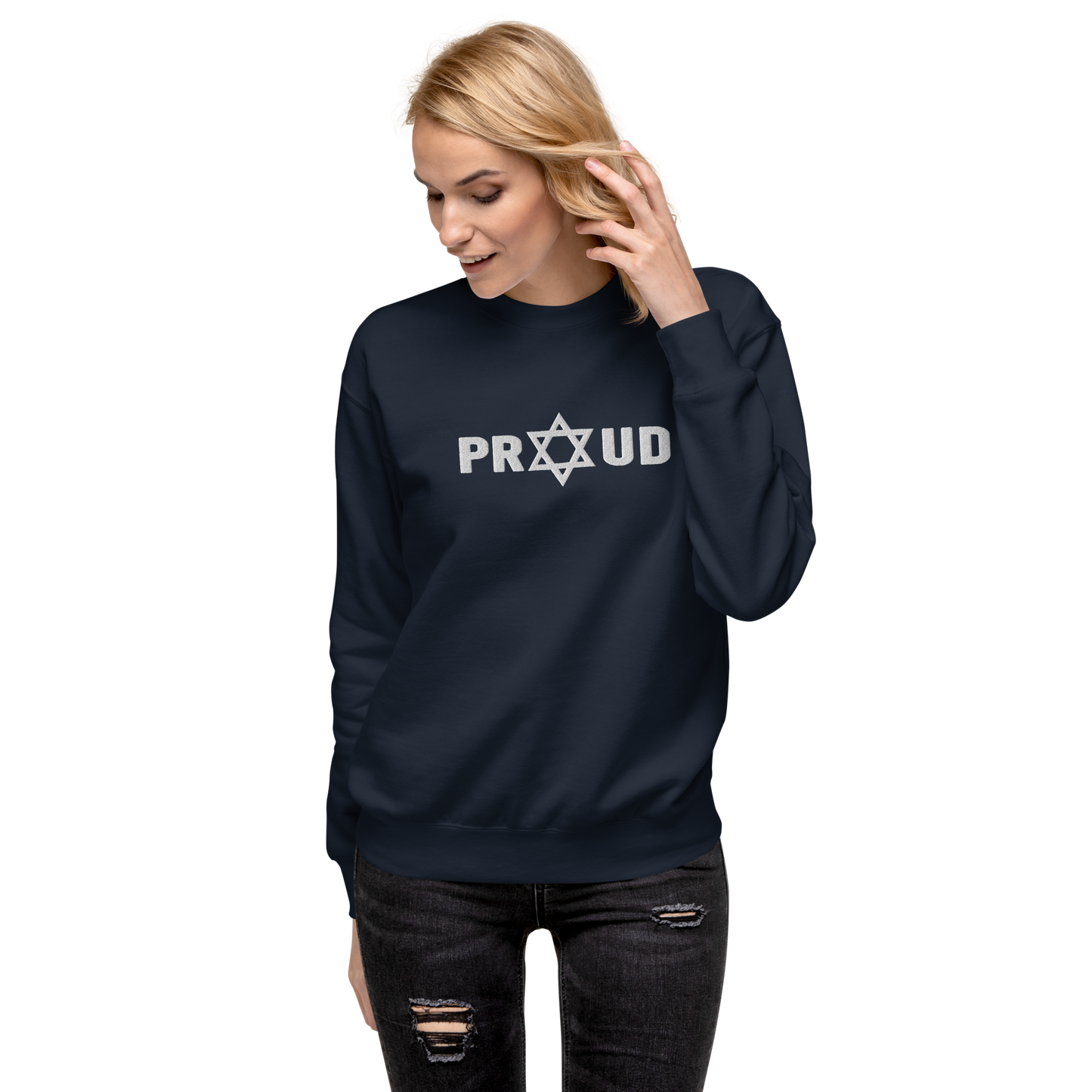 Proud Jew women's embroidered Premium Sweatshirt