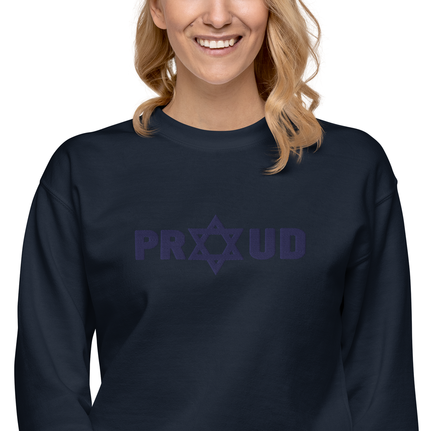 Proud Jew Blue Embroidered Premium Sweatshirt