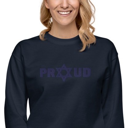 Proud Jew Blue Embroidered Premium Sweatshirt