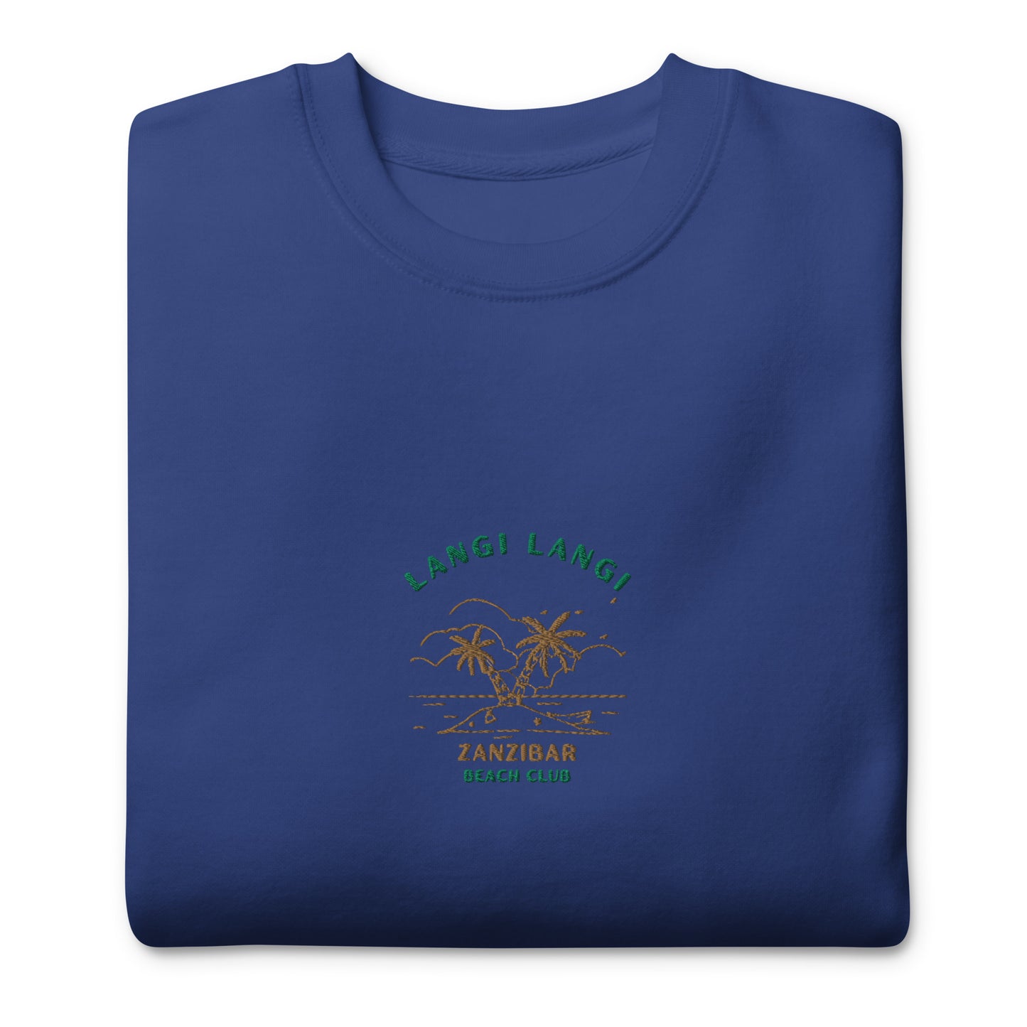 Langi Langi Zanzibar Beach Club Embroidered men Premium Sweatshirt