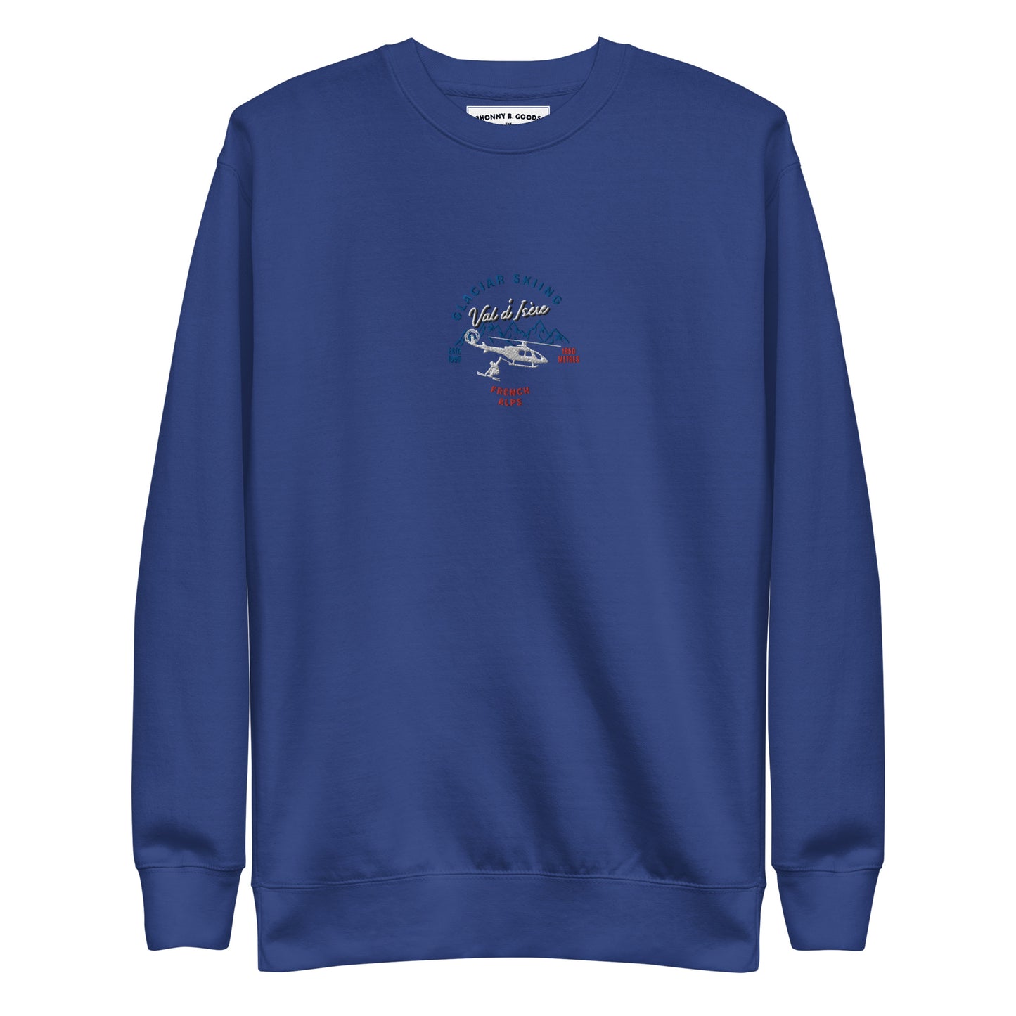 Val D'isere Glacier Skiing Embroidered men Premium Sweatshirt