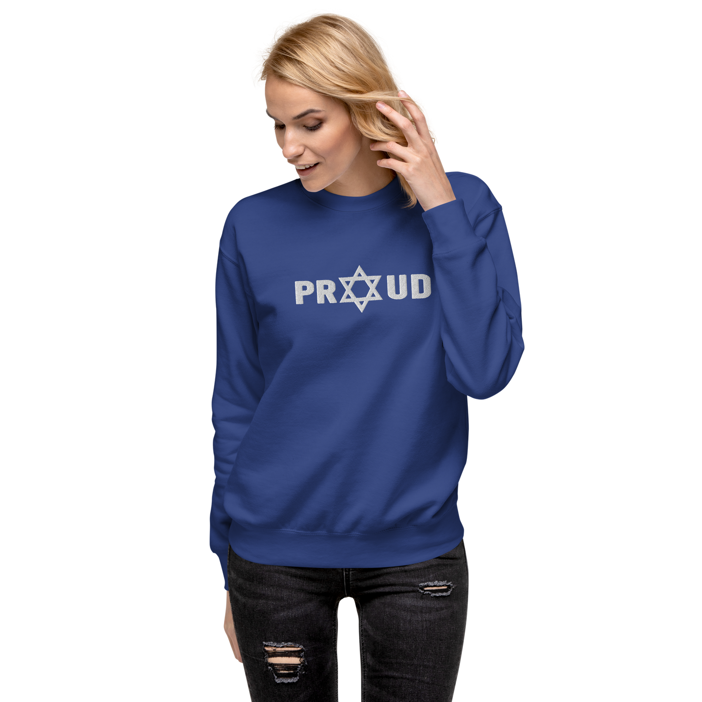 Proud Jew women's embroidered Premium Sweatshirt