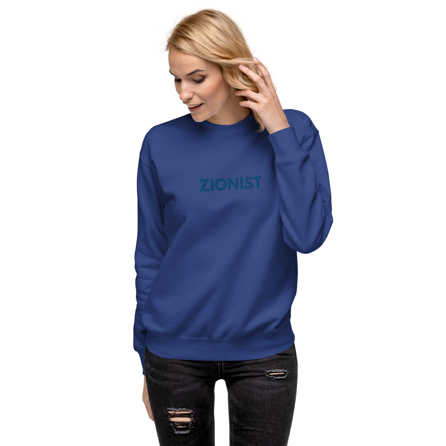 Zionist women's embroiderd Premium Sweatshirt