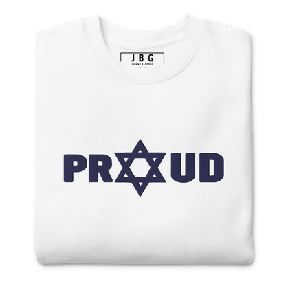 Proud Jew Blue women's Embroidered Premium Sweatshirt