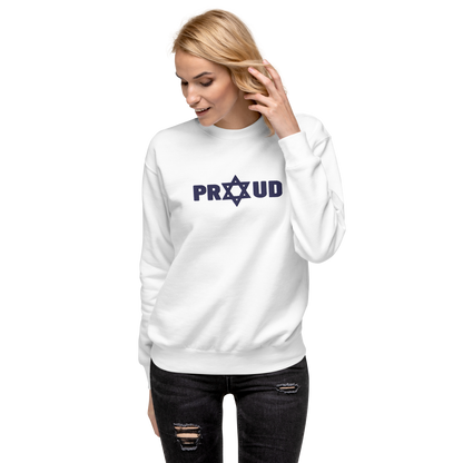 Proud Jew Blue Embroidered Premium Sweatshirt