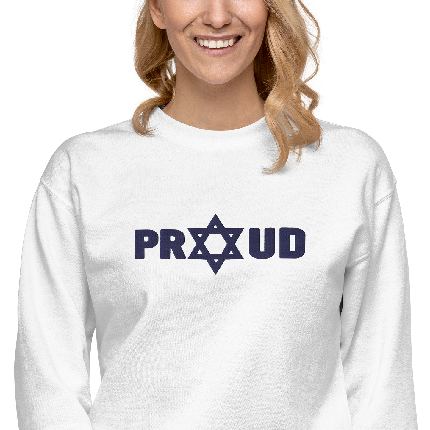 Proud Jew Blue Embroidered Premium Sweatshirt