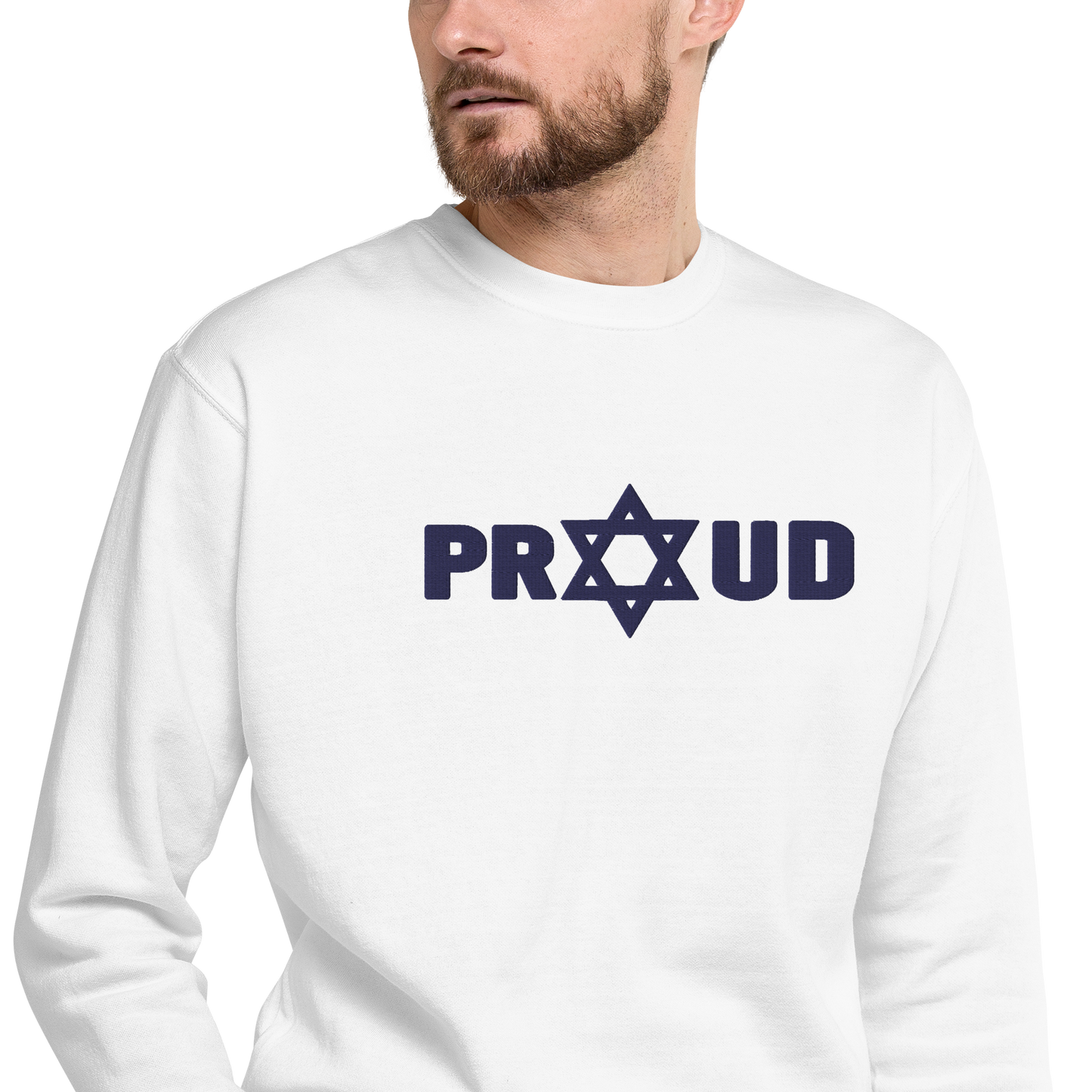 Proud Jew Blue Embroidered Premium Sweatshirt