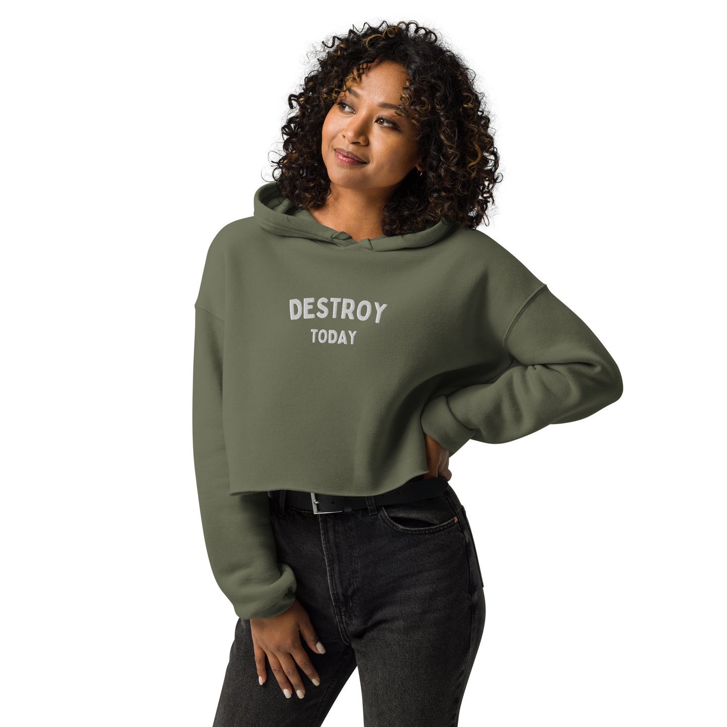 Destroy Today womens Crop Hoodie